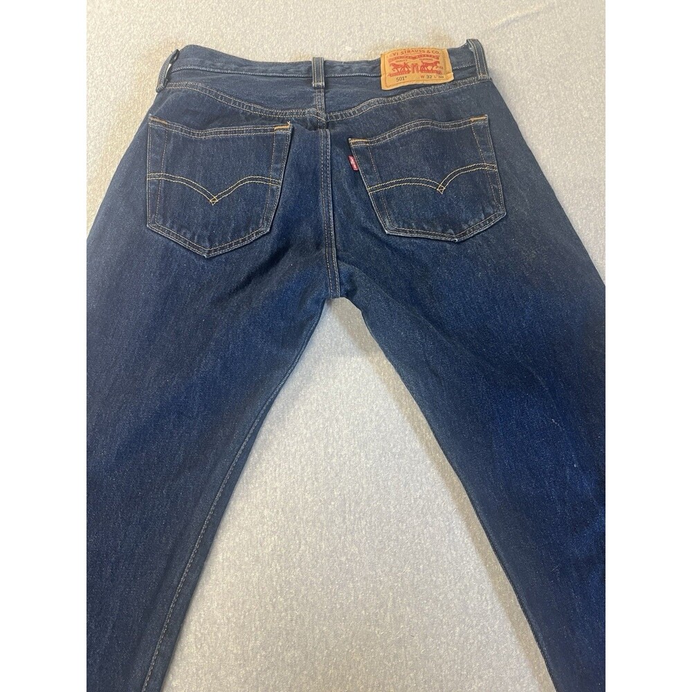 Levi’s 501 Jeans Button Fly Mens 32x38 Preshrunk 35” Inseam Dark Wash Excellent